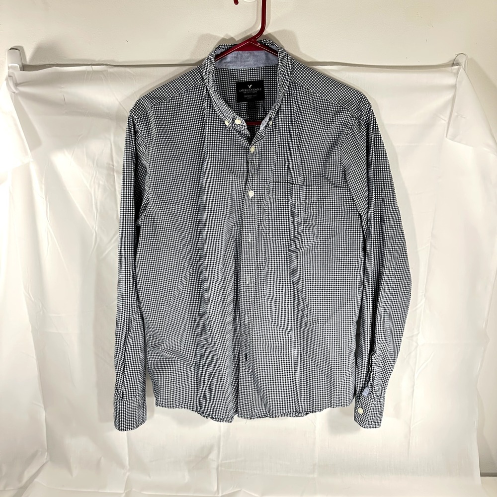 American Eagle Button‎ Up Shirt Mens Large Seriously Soft Classic Fit Blue